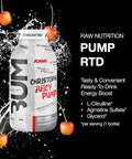 Raw Ready To Drink Pre-Workout Drink Juicy Pumps (White Cherry) - Bum Pump Rtd Zero-Sugar Energy Supplement Drink - Caffeine-Free & Sugar-Free Energy Drinks With L-Citrulline 12 Fl Oz