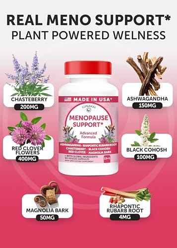 Lunakai Usa Made Natural Menopause Supplements For Women 13-In-1 Menopause Relief For Hot Flashes Night Sweats Sleep & Mood Support 60Ct