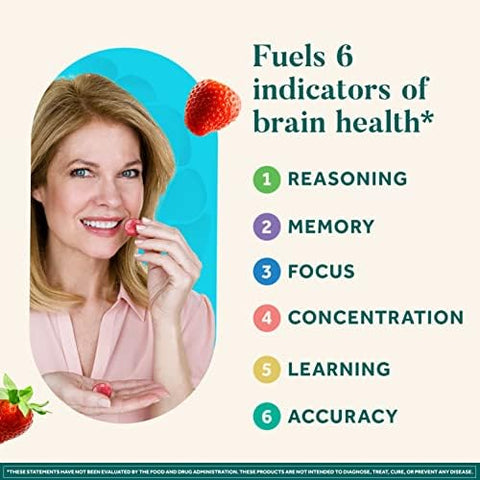 NEURIVA Plus Brain Supplement for MemoryFocus and Concentration+Cognitive Function with Vitamins B6 and B12 and Clinically Tested Nootropics Phosphatidylserine and Neurofactor50ct Strawberry Gummies