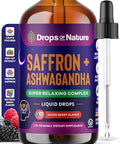 Drops Of Nature Ashwagandha And Saffron Supplement Contains Ksm 66 And Saffron Extract Vegan Gluten-Free Gmo-Free Daily Herbal Ashwagandha Supplement To Support Focus Clarity & Relaxation (Mixed Berry 60Ml)