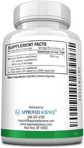 Approved ScienceMoringaMD 100 Pure Moringa Oleifera 1200mg Support Weight Boost Energy Balance Mood 60 Capsules NonGMO Made in USA Vegan Friendly Third Party Tested
