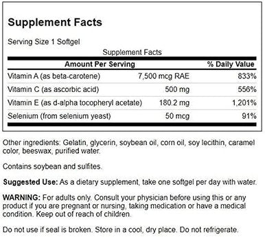 Swanson Vitamins A C E & Selenium (ACES) - Promotes Cellular Health & Immune Support - Supports Natural Defensive Nourishment - (60 Softgels) 2 Pack