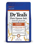 Dr Teal'S Foaming Bath With Pure Epsom Salt Black Elderberry With Vitamin D 34 Fl Oz (Pack Of 4) (Packaging May Vary) & Pure Epsom Salt Soak Soothe & Comfort With Oat Milk & Argan Oil 3 Lbs