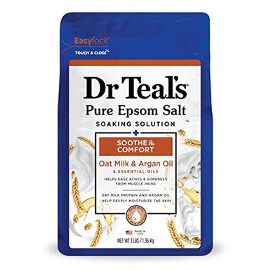 Dr Teal'S Foaming Bath With Pure Epsom Salt Black Elderberry With Vitamin D 34 Fl Oz (Pack Of 4) (Packaging May Vary) & Pure Epsom Salt Soak Soothe & Comfort With Oat Milk & Argan Oil 3 Lbs