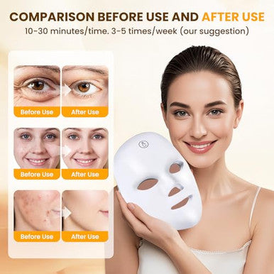 Musewish Red Light Therapy For Face7-1 Colors Led Facial Skin Care Mask Red Light Mask For Face Infrared Light Mask Anti-Aging Wrinkle Acne Rechargeable Portable Home & Travel
