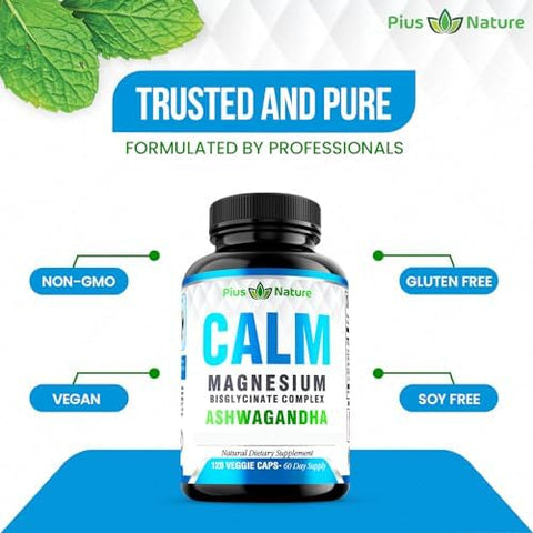 Pius Nature Calm Magnesium Glycinate With Ashwagandha Root Extract