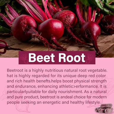 Bcuelov Beet Root Capsules | 1300Mg Pure Beetroot Powder Capsules Supports Blood Pressure Natural Energy & Endurance - 90 Capsules 45 Days Supply