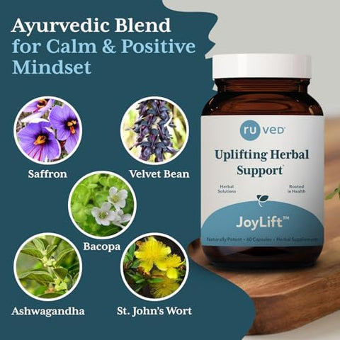 R-U Ved Joylift - Saffron And Ashwagandha Supplements Uplifting Formula For Women And Men Herbal Support For Adults - 60 Vegetarian Capsules (1 Count)