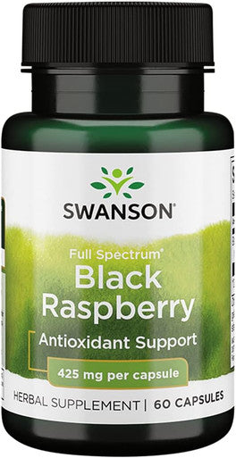 Swanson Black Raspberry - Herbal Supplement Promoting Overall Wellness Support - Natural Source of Flavonoids & Vitamin C - (60 Capsules 425mg Each)