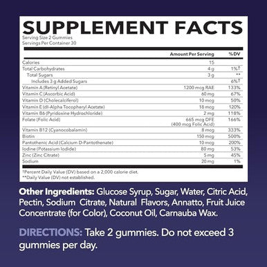 Havasu Nutrition Multivitamin Gummies For Adults - Daily Gummy With Vitamin C D And Zinc For Men And Women - 60 Count - Glp-1 Nutritional Support For Optimal Health And Wellness - 1 Month Supply Mixed Berry Flavor