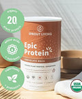Sprout Living Epic Protein Bundle Chocolate Maca & Vanilla Lucuma (20G Organic Plantbased Protein Powder Vegan Gluten Superfoods) 2Lb 24 Servings