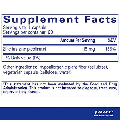Pure Encapsulations Zinc 15 60 vcaps
