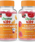Lifeable Multivitamin Kids + Calcium Magnesium Kids Gummies Bundle Great Tasting Vitamin Supplement Gluten Gmo Chewable Gummy