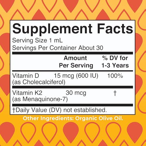 Maryruth'S Organics Vitamin D3 Vitamin K2 Vitamin D3 K2 Drops K2 D3 Vitamin Liquid Supplement For Toddlers Kids Supplement For Calcium Absorption Strong Bones Vegan Gluten Free 1 Fl Oz