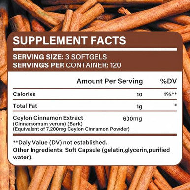 Allbiz Ceylon Cinnamon Softgels 360 Count With Mct Oil Sourced From Sri Lanka Low Coumarin Formula Easy-To-Absorb Cinnamon Extract Non-Gmo & Gluten Free Capsules For Daily Wellness