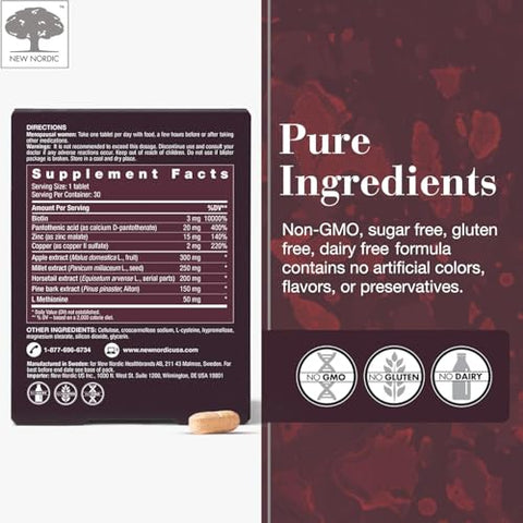 New Nordic Hair Volume Menopause Supports Healthy Hair Growth During And After Menopause Pine Bark And Annurca Apple Extract 30 Tablets