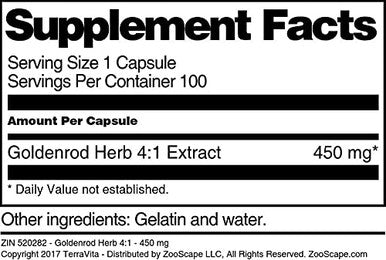 Terravita Goldenrod Herb 4:1-450 Mg (100 Capsules, Zin: 520282)