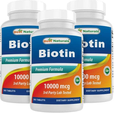 Best Naturals Biotin (Also Called Vitamin B7) 10000 Mcg 365 Tablets (365 Count (Pack Of 1))