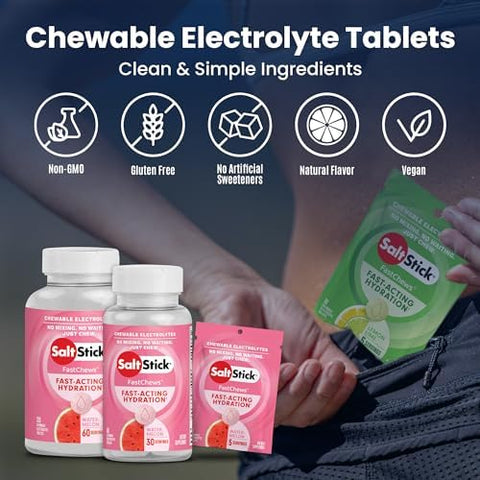 Saltstick Electrolyte Fastchews - 120 Count Watermelon Flavor - Electrolyte Tablets For Hydration Salt Tabs - 10 Count (Pack Of 12)