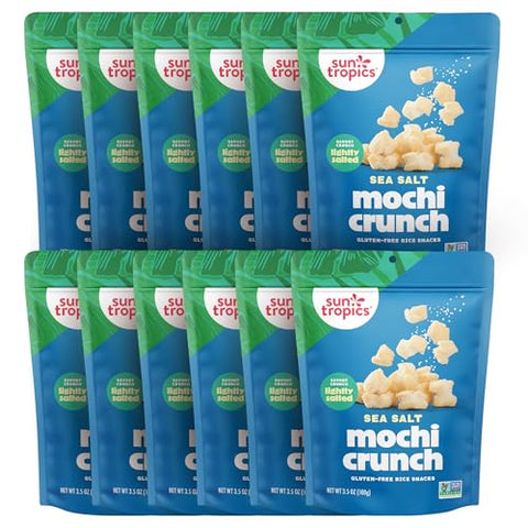Sun Tropics Mochi Snack Bites Sea Salt Dairy Free Gluten Free 3.5 Oz (Pack of 12)