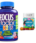 Focus Factor Kids Extra Strength Daily Chewable Brain Health Support + OLLY Kids Chillax Calm Chews 50 Count