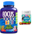 Focus Factor Kids Extra Strength Daily Chewable Brain Health Support + OLLY Kids Chillax Calm Chews 50 Count