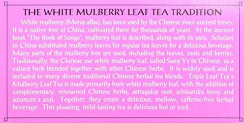 Triple Leaf Tea Bags, Mulberry Leaf, 20 Count