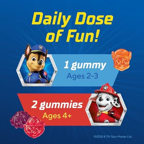 L'il Critters Paw Patrol Gummy Vites Daily Gummy Multivitamin for Kids Vitamin C D3 for Immune Support Cherry Orange and Blueberry Flavors 190 Gummies