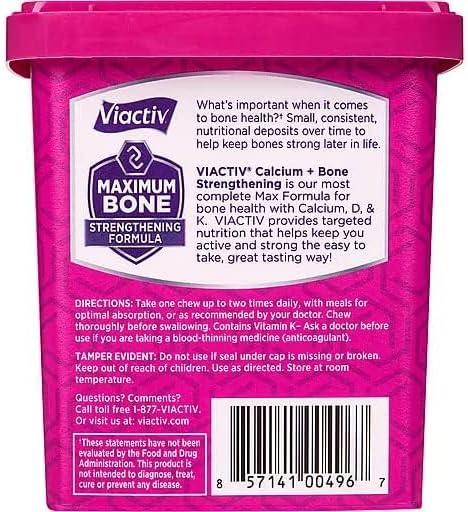 Viactiv Calcium +Vitamin D3 Supplement Soft Chews Caramel 60 Chews - Calcium Dietary Supplement For Bone Health