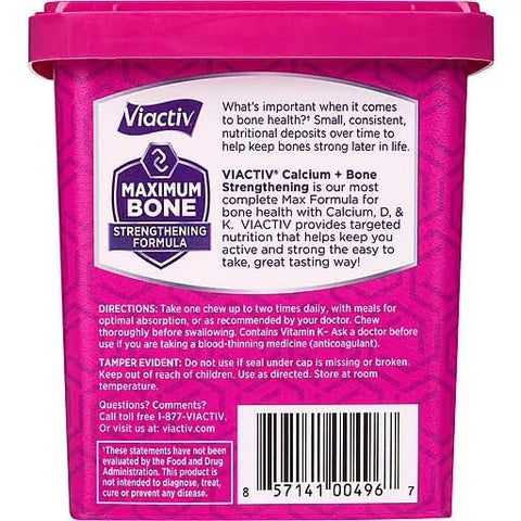 Viactiv Calcium +Vitamin D3 Supplement Soft Chews Caramel 60 Chews Calcium Dietary Supplement for Bone Health