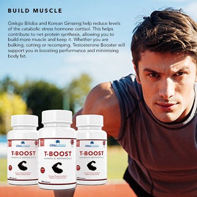 OPALFITNESS Testosterone and Libido Booster for Men by Opal Fitness Anabolic Male Enhancing Vegan Capsules - Maca Root Ginkgo Biloba Korean Ginseng Reduce Stress and Cortisol Produced in UK 120 Capsules