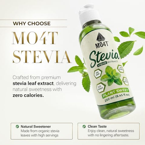 MO4T Liquid Stevia Drops ÃƒÆ’Ã†â€™Ãƒâ€šÃ‚Â¢ÃƒÆ’Ã‚Â¢ÃƒÂ¢Ã¢â€šÂ¬Ã…Â¡Ãƒâ€šÃ‚Â¬ÃƒÆ’Ã‚Â¢ÃƒÂ¢Ã¢â‚¬Å¡Ã‚Â¬Ãƒâ€¦Ã¢â‚¬Å“ Natural Sweetener with Zero Calories ÃƒÆ’Ã†â€™Ãƒâ€šÃ‚Â¢ÃƒÆ’Ã‚Â¢ÃƒÂ¢Ã¢â€šÂ¬Ã…Â¡Ãƒâ€šÃ‚Â¬ÃƒÆ’Ã‚Â¢ÃƒÂ¢Ã¢â‚¬Å¡Ã‚Â¬Ãƒâ€¦Ã¢â‚¬Å“ 3 Clean Ingredients ÃƒÆ’Ã†â€™Ãƒâ€šÃ‚Â¢ÃƒÆ’Ã‚Â¢ÃƒÂ¢Ã¢â€šÂ¬Ã…Â¡Ãƒâ€šÃ‚Â¬ÃƒÆ’Ã‚Â¢ÃƒÂ¢Ã¢â‚¬Å¡Ã‚Â¬Ãƒâ€¦Ã¢â‚¬Å“ 8.45 oz (250ml) Clear Sweet Drops - No Bitter Aftertaste, Liquid Sugar Alternative, Zero Calorie.