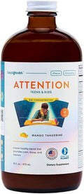 Liquidhealth Attention Liquid Multivitamin for Kids & Teens - Improves Memory Retention Concentration Focus Mood Relaxation & Calming - Great Taste Vegan Sugar- (16 oz)