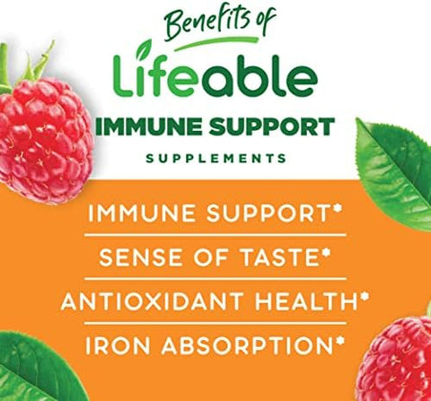 Lifeable Zinc 25mg Kids + Immune Support Kids Gummies Bundle Great Tasting Vitamin Supplement Gluten Free GMO Free Chewable Gummy
