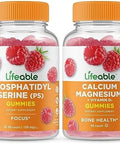 Lifeable Phosphatidylserine (Ps) + Calcium Magnesium Gummies Bundle Great Tasting Vitamin Supplement Gluten Gmo Chewable Gummy