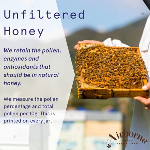 Airborne Manuka Honey (85+ Manuka Pollen) Raw and Unfiltered Premium New Zealand 100% Pure, Daily Wellness Support 17.6 oz.