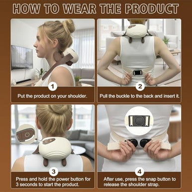 Lideeya 4D Wireless Neck And Shoulder Massager Bionic Hands Deep Tissue Shiatsu Neck Massager With 3 Relaxation Modes Portable Electric Kneading Massager For Home Office Holiday
