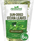 HerbaZest SunDried Stevia Leaves 6oz (170g) Premium Whole Stevia Leaf Naturally Sweeter Than Sugar ZeroCalorie Sugar Substitute Perfect for Tea Coffee and Other Beverages
