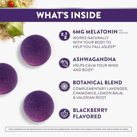 Zzzquil Pure Zzzs Triple Action Melatonin Gummies Melatonin 6Mg 3X Melatonin Sleep Aid With Ashwagandha Calm Mood Antioxidant Action Sleep Aids For Adults 60 Sleep Gummies