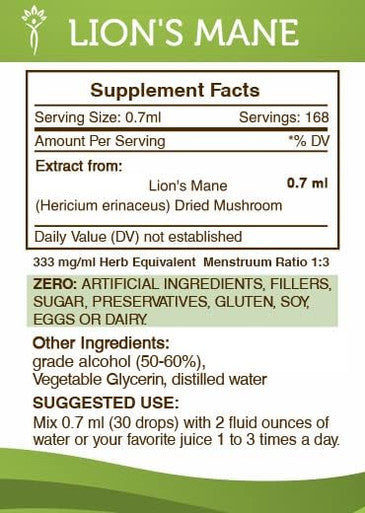 Secrets of the Tribe Lion s Mane Tincture Alcohol Extract, High-Potency Herbal Drops, Tincture Made from Lion's Mane (Hericium erinaceus) Dried Mushroom 2x4 oz