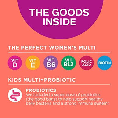 Olly The Perfect Women'S Multi And Kid'S Multi +Probiotic Family Pack Gummies 2 Count Chewable Supplement