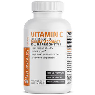 Bronson Buffered Vitamin C Ascorbic Acid Crystals - 1,000 mg 1 lb (454g)
