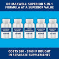 Dr. Maxwell Serotonin And Dopamine Supplements With Mood Probiotic 5In1 Support For (1) Dopamine (2) Serotonin (3) Mood (4) Relaxation (5) Focus & Brain 60 Capsules