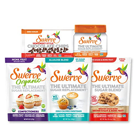 Swerve Organic Monk Fruit All-Purpose Granular Sugar Replacement Sweetener, 8 Ounce Bag (Pack of 2)