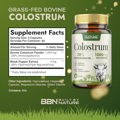 Built By Nature Colostrum Supplement 120 Capsules 1000Mg