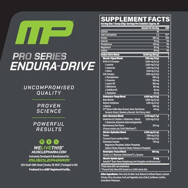 Muscle Pharm Pro Series Enduradrive Prograde Amino Acids Complex With Nootropics Stim Intra Workout & Pre Workout Powder For Endurance & Recovery Cherry Limeade 1.6 Lbs. 30 Servings