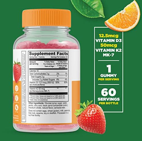 Lifeable Phosphatidylserine (Ps) Kids + Vitamin D3 + Vitamin K2 Kids Gummies Bundle Great Tasting Vitamin Supplement Gluten Gmo Chewable Gummy