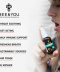Bee And You Bundle Propolis Extract Raw Honey Throat Spray And Cough Syrup W/Vitamin C Soothing Honey Immune Support Supplement Sore Throat Relief