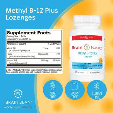 Extra Strength Methyl B12 & Methyl Folate ÃƒÂ¢Ã¢â€šÂ¬Ã¢â‚¬Å“ 60 Chewable Tablets Orange Citrus Flavor ÃƒÂ¢Ã¢â€šÂ¬Ã¢â‚¬Å“ High Potency Bioactive B12 Vitamin & B9 Folate Supplement For Energy Brain Heart & Nerve Support