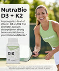 Nutrabio Vitamin D3 K2 5000 Iu D3 As Cholecalciferol With Vitamin K2 As Mena-Q Mk7 (180Mcg) Support Bone And Heart Health Non-Gmo Gluten Free Lactose Free 60 Vegetable Capsules
